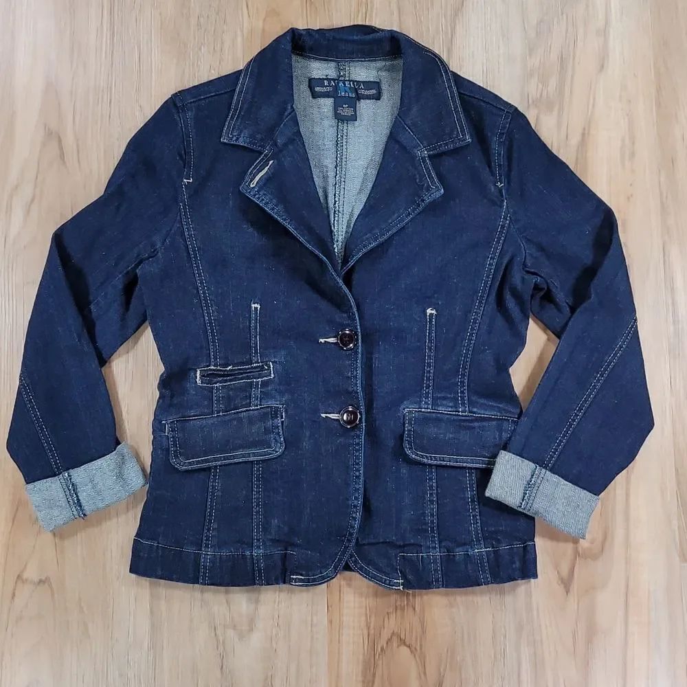 🔺️Rafaella Jeans Buttoned Denim Blazer w/Pockets Petite 6
